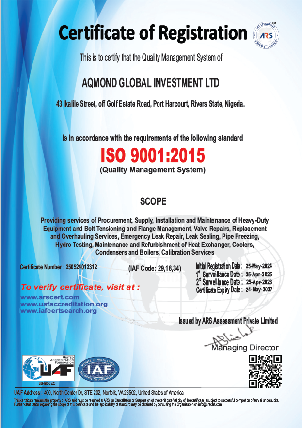 AQMOND ISO 9001 CERTIFICATE